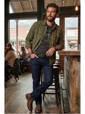 Men's Lands' End On Stage Jeans Waist 33 Fox River Wash Blue